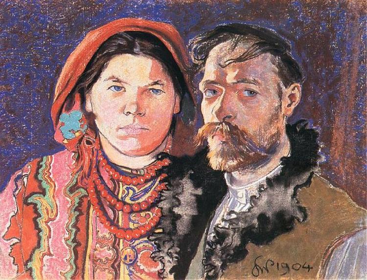 Stanislaw Wyspianski Self Portrait with Wife at the Window, oil painting image